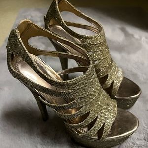Chinese laundry gold wedge high heels (size 7.5)